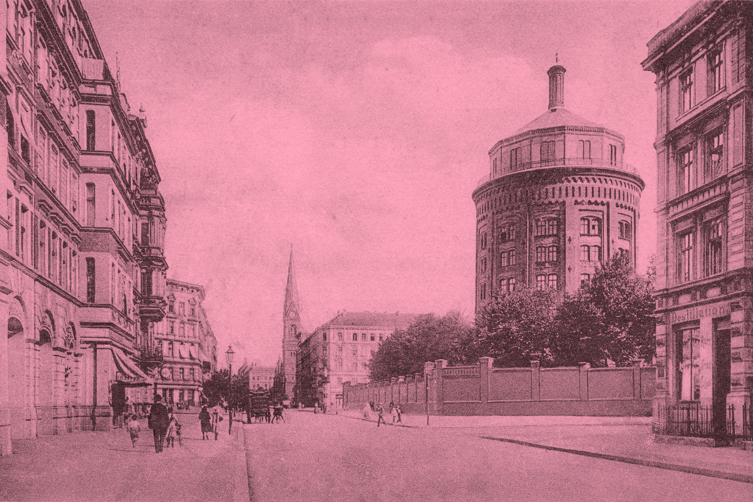 Knaackstraße [damals Tresckowstraße] mit Wasserturm · Poststempel 1928