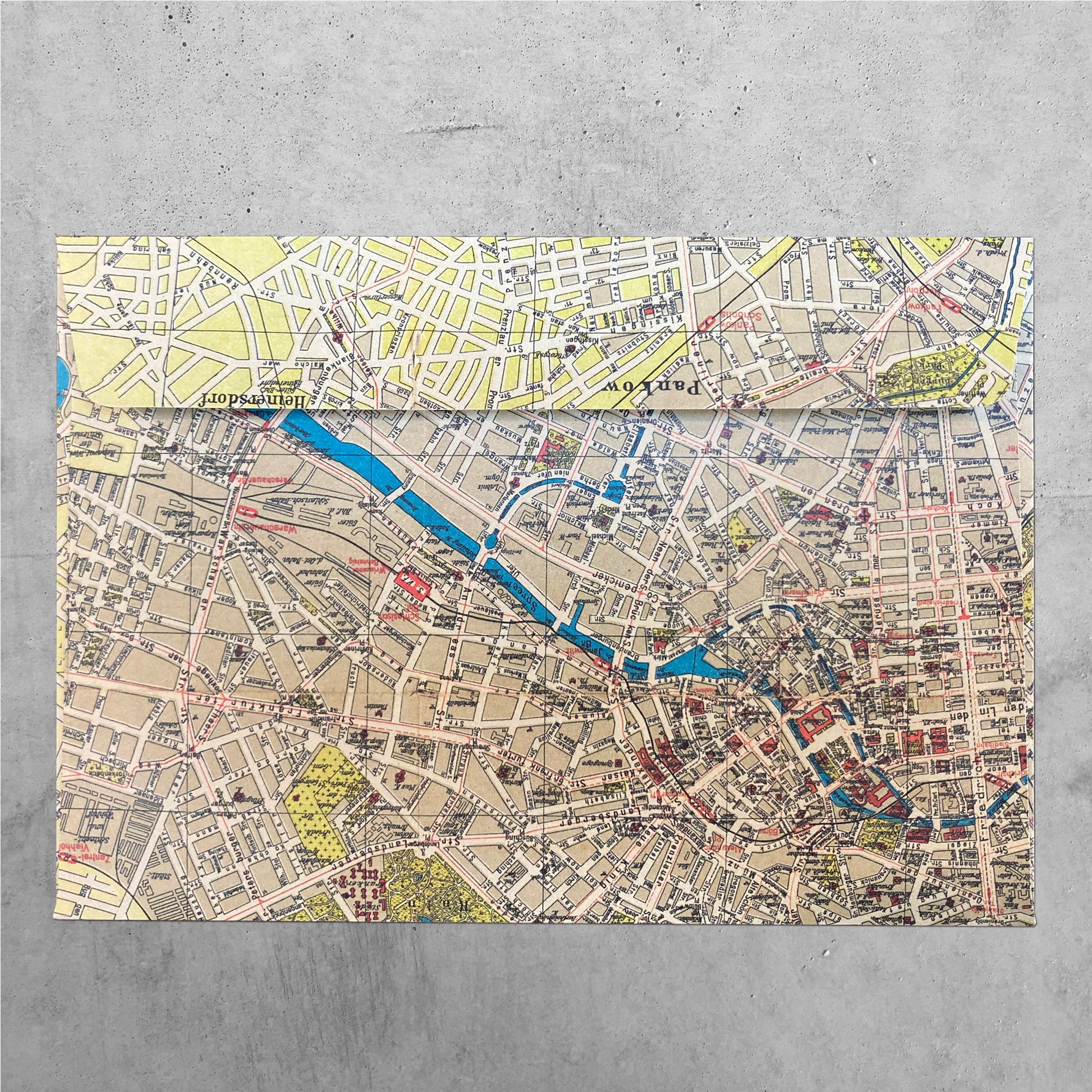 Griebens Stadtplan von Berlin von 1925 – historsicher Stadtplan – als Briefumschlag (C6) –  Rückseite