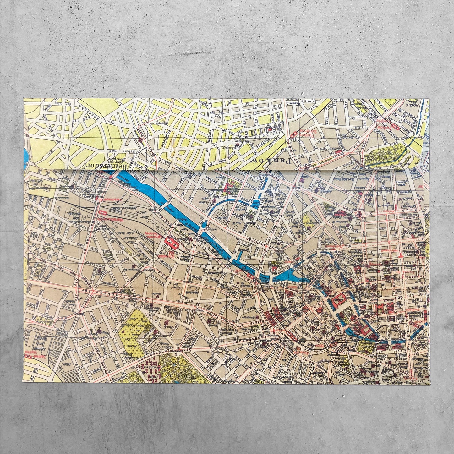 Griebens Stadtplan von Berlin von 1925 – historischer Stadtplan – als Briefumschlag (C6) –  Rückseite