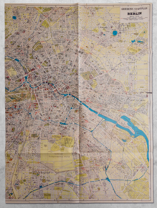 1 Bogen Geschenkpapier, Griebens Stadtplan von Berlin, 1925 – Vorderseite