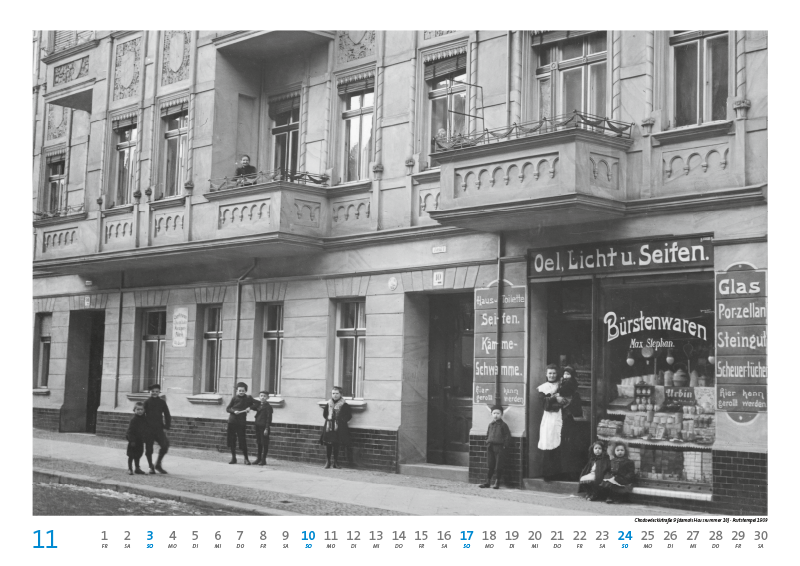 Chodowieckistraße 9 [damals Hausnummer 10] · Poststempel 1909. Kalender Berlin Prenzlauer Berg 2024 DIN A 3 Historische Ansichtskarten und Fotografien 11 November
