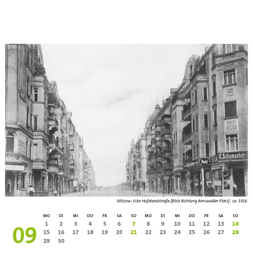 Prenzlauer Berg Kalender 2025, Monat 09: Bötzow- Ecke Hufelandstraße [Blick Richtung Arnswalder Platz] · ca. 1916