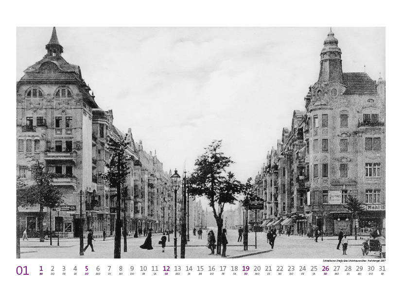 Prenzlauer Berg Kalender 2025, Monat 01: Schivelbeiner Straße Ecke Schönhauser Allee · Poststempel 1907