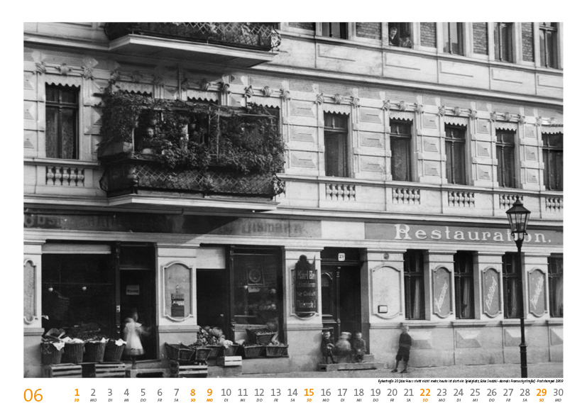 Prenzlauer Berg Kalender 2025, Monat 06: Rykestraße 20 [heute ist dort ein Spielplatz, Ecke Sredzkistraße] · Poststempel 1909