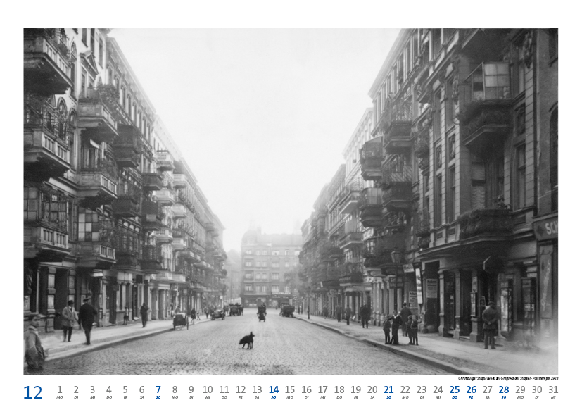 Prenzlauer Berg Kalender 2025, Monat 12: Christburger Straße [Blick zur Greifswalder Straße] · Poststempel 1928