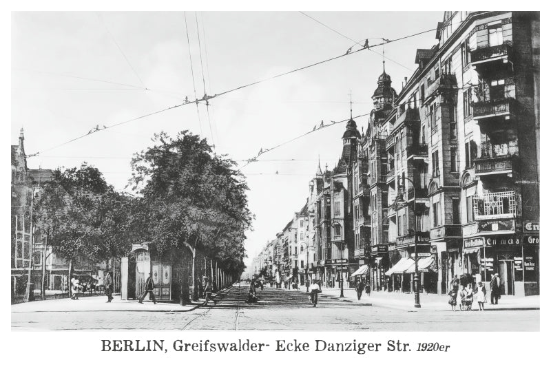 Prenzlauer Berg Poskartenset 02, Karte 01: Greifswalder-/Danziger Straße um 1920