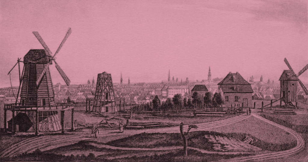 Vor dem Prenzlauer Tor [vom Muehlenberg aus gesehen], Kupferstich von J. G. Rosenberg um 1780, tobios publishing