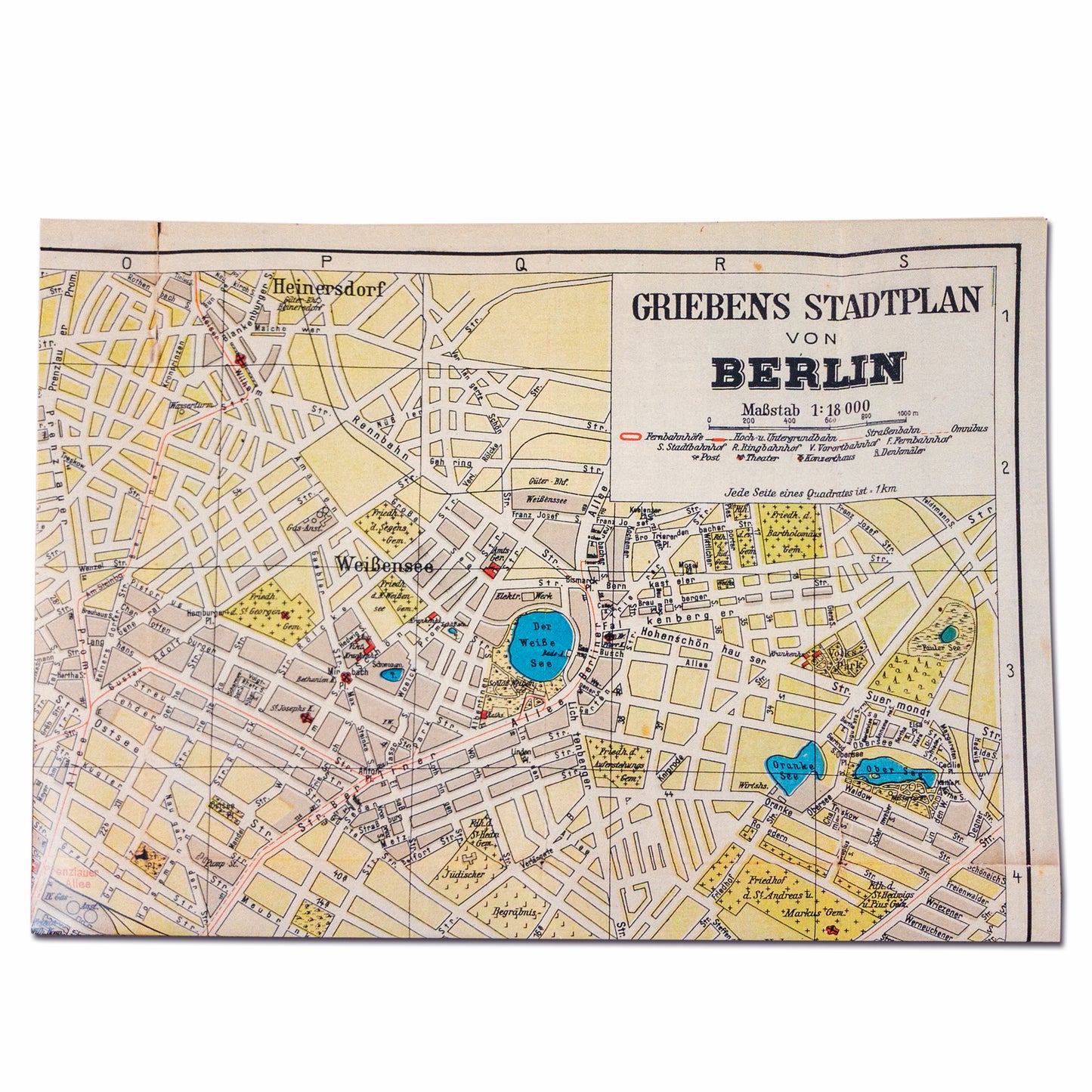 1 Bogen Geschenkpapier gefalzt, Griebens Stadtplan von Berlin, 1925