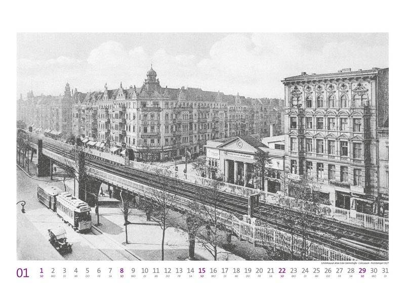 Schönhauser Allee Ecke Gleimstraße · Colosseum · Poststempel 1927. Kalender Berlin Prenzlauer Berg 2023 DIN A 3 Historische Ansichtskarten und Fotografien 01 Januar