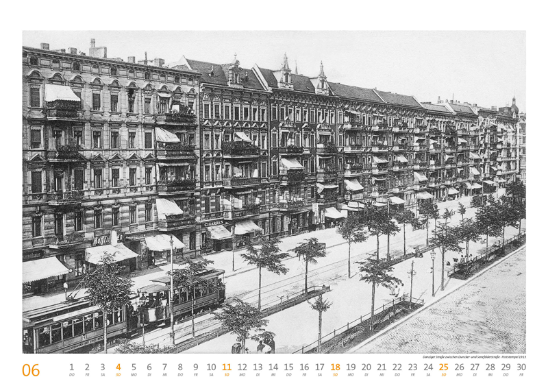 Danziger Straße zwischen Duncker- und Senefelderstraße · Poststempel 1913. Kalender Berlin Prenzlauer Berg 2023 DIN A 3 Historische Ansichtskarten und Fotografien 06 Juni.