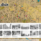 Übersichtskarte (Stadtplan von 1925) mit den zwölf Kalendermotiven als Miniaturen. Kalender Berlin Prenzlauer Berg 2023 DIN A 3 Historische Ansichtskarten und Fotografien Rückseite mit Titelübersicht.