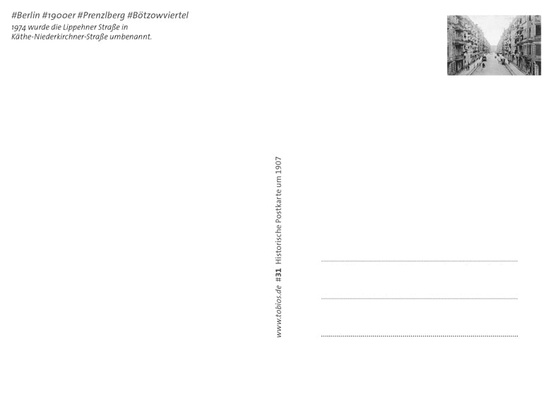 Postkarte Rückseite Berlin, Prenzlauer Berg: Käthe-Niederkirchner-Str. von tobios publishing