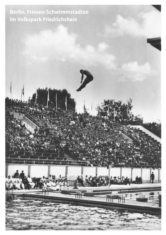 Postkarte Berlin, Friedrichshain: Friesen-Schwimmstadion von tobios publishing