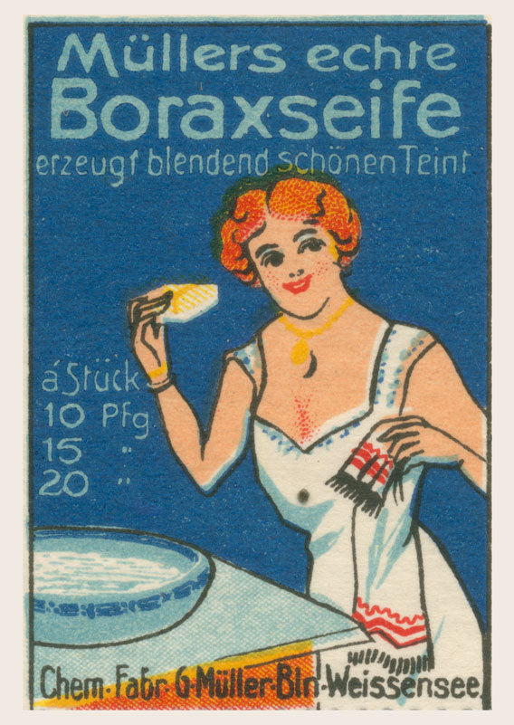 Postkarte Berlin, Weißensee · Müllers echte Boraxseife von tobios publishing