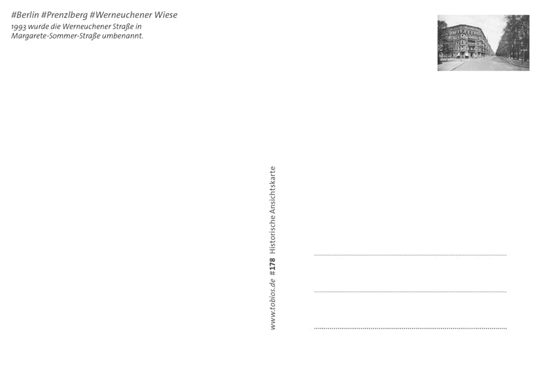 Postkarte Rückseite Berlin, Prenzlauer Berg: Margarete-Sommer-/Virchow von tobios publishing