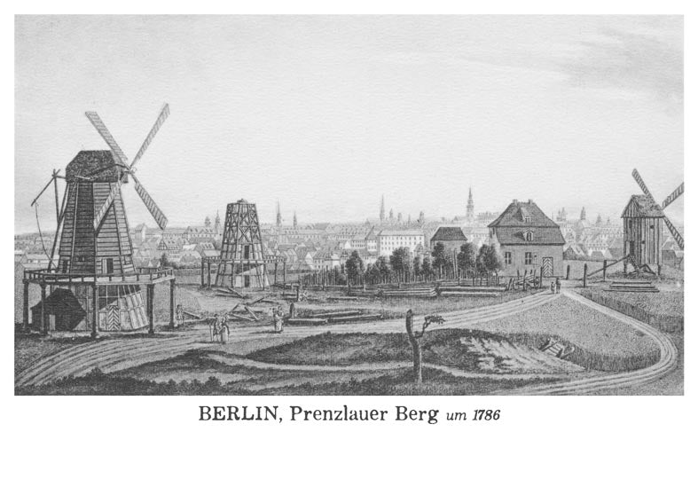 Postkarte Berlin, Prenzlauer Berg: Windmühlenberg um 1786 von tobios publishing