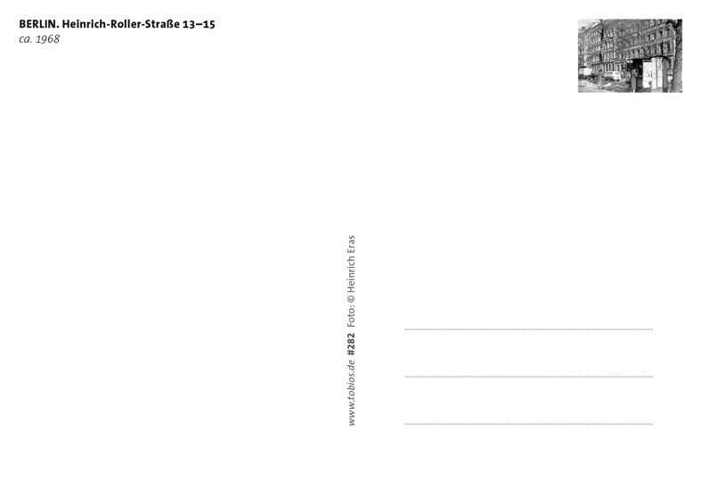 Postkarte Rückseite Berlin, Prenzlauer Berg: Heinrich-Roller-Straße von tobios publishing