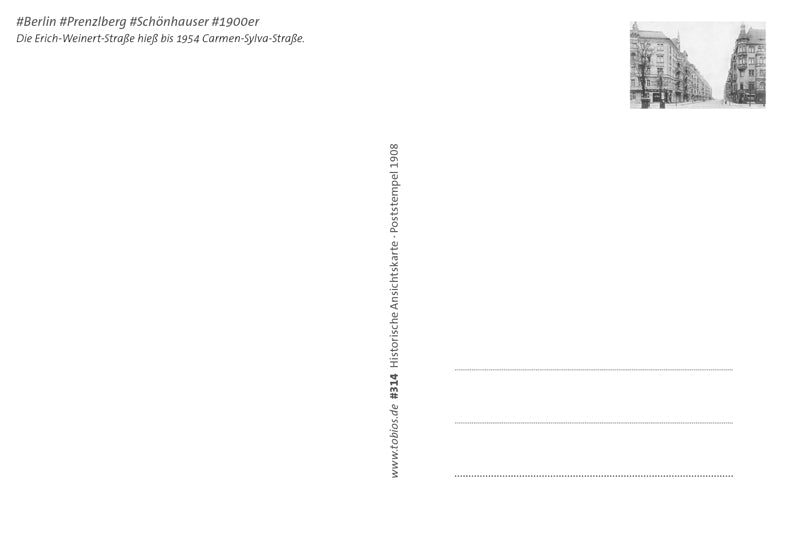 Postkarte Rückseite Berlin, Prenzlauer Berg: Erich-Weinert/Schönhauser von tobios publishing
