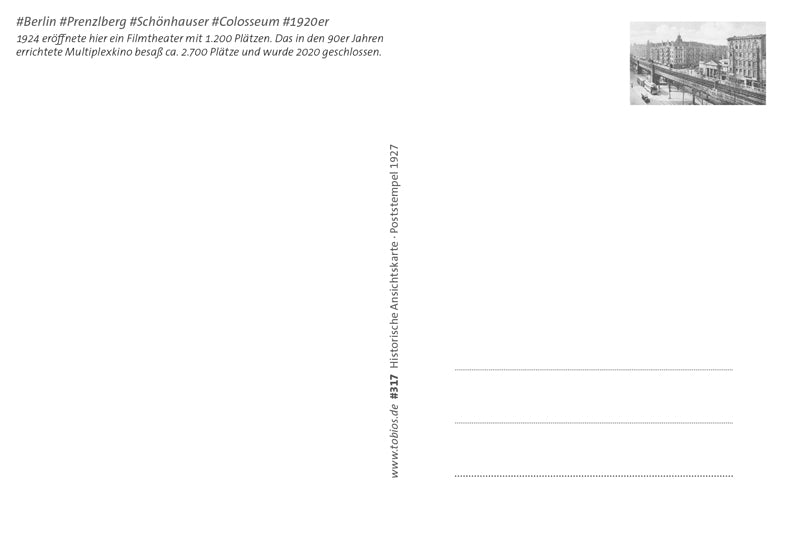 Postkarte Rückseite Berlin, Prenzlauer Berg: Schönhauser/Gleimstraße von tobios publishing