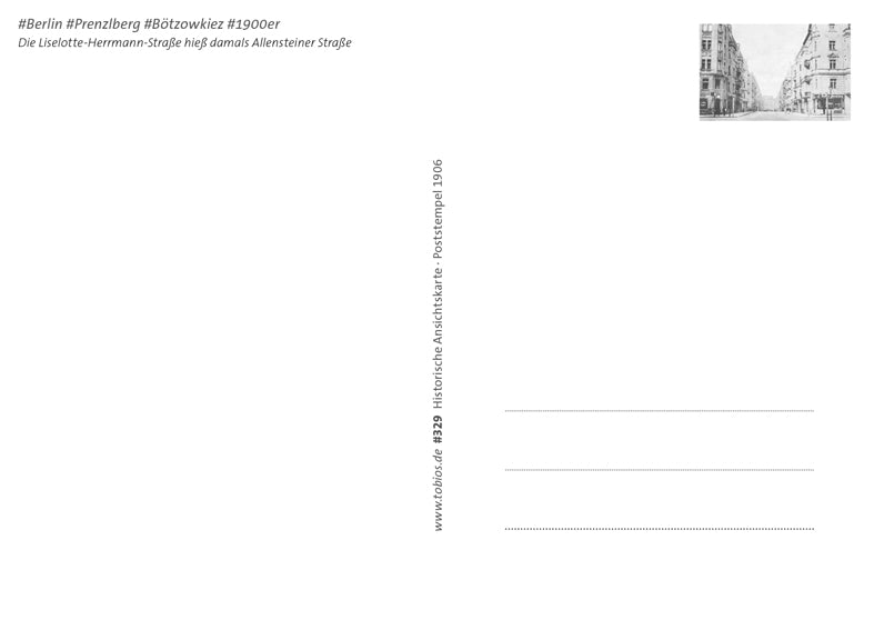 Postkarte Rückseite Prenzlauer Berg: Liselotte-Herrmann-/Bötzowstraße von tobios publishing
